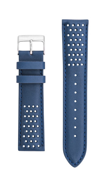 Bracelet Cuir Bleu Perforé 22mm