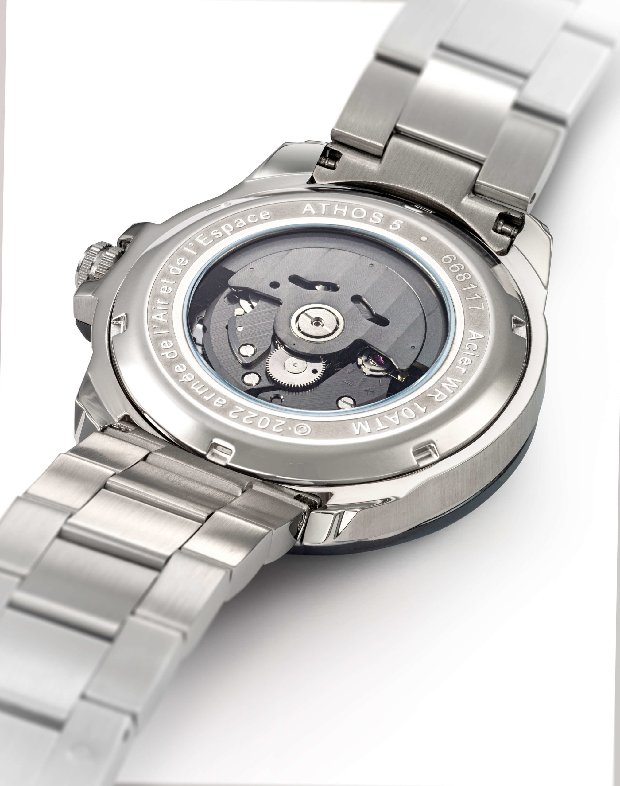 Dos Montre Aviateur Patrouille de France Automatique Acier Cadran Noir Athos5 A5-100PR-668117