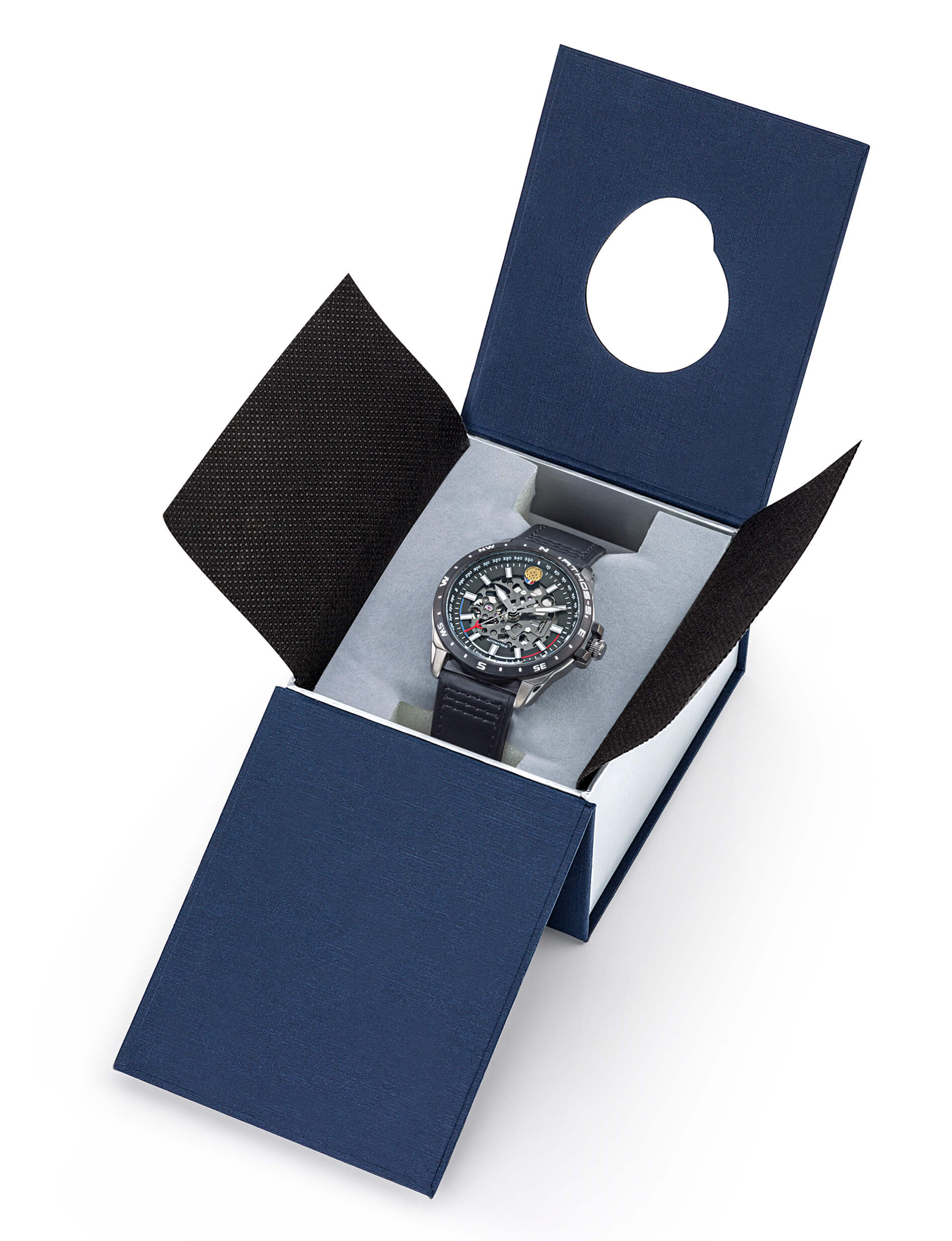 Coffret Montre Aviateur Patrouille de France Automatique Cadran et Cuir Noir Athos5 A5-100PR-668116