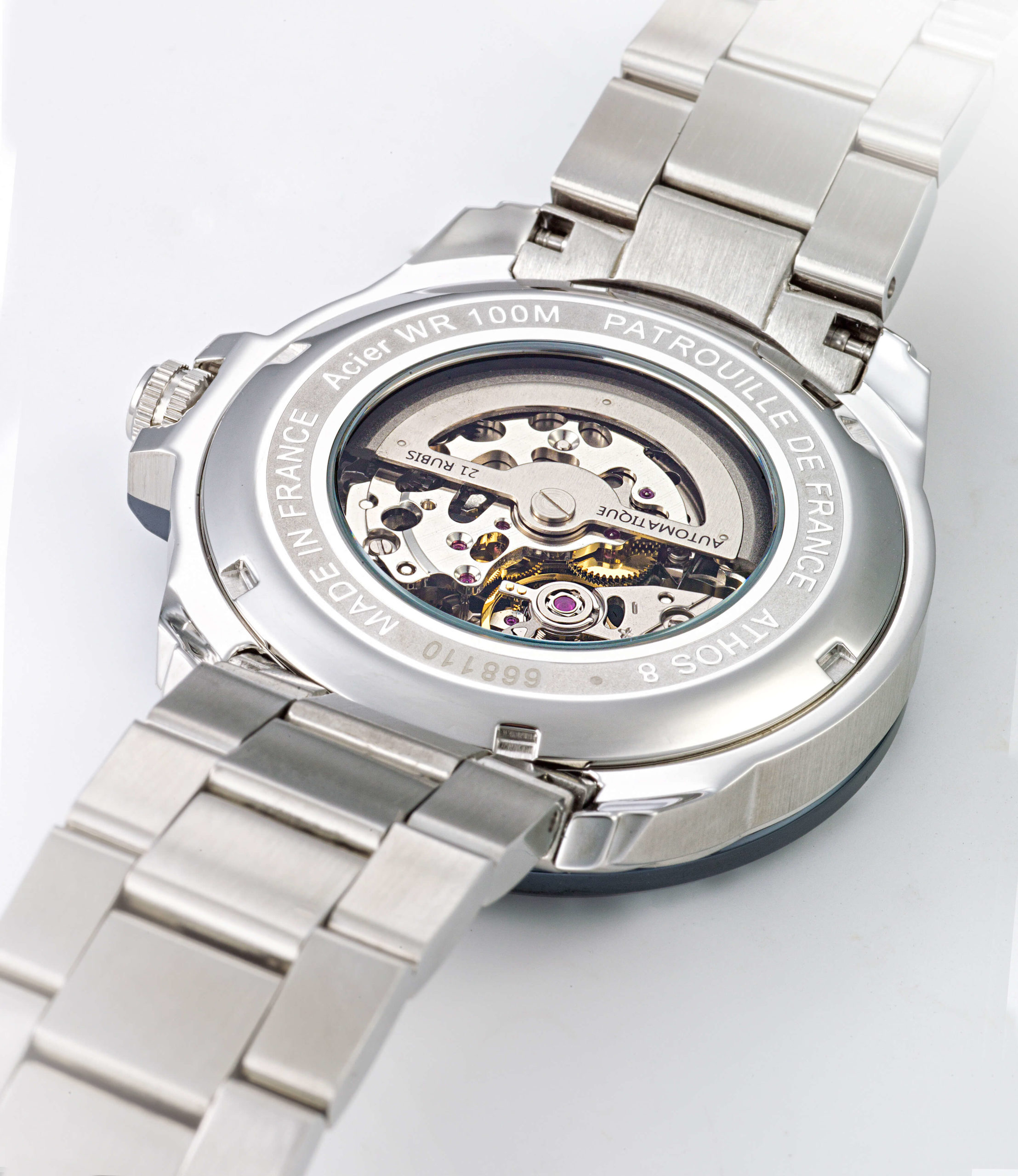 Dos Montre Aviateur Patrouille de France Automatique Acier Cadran Bleu Athos8 A8-100ED-668110