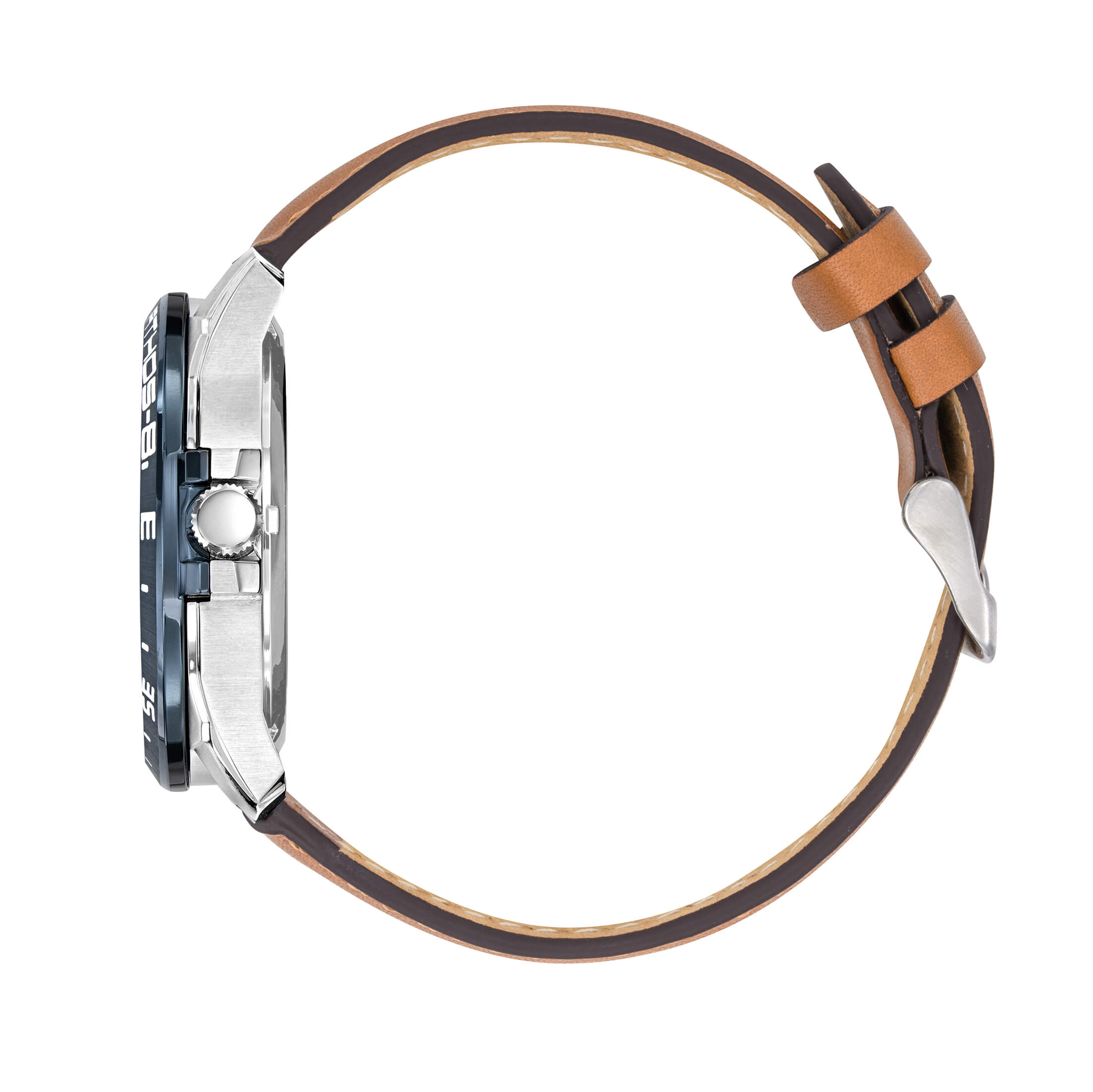 Profil Montre Aviateur Patrouille de France Automatique Cadran Bleu Cuir Marron Athos8 A8-100ED-668109