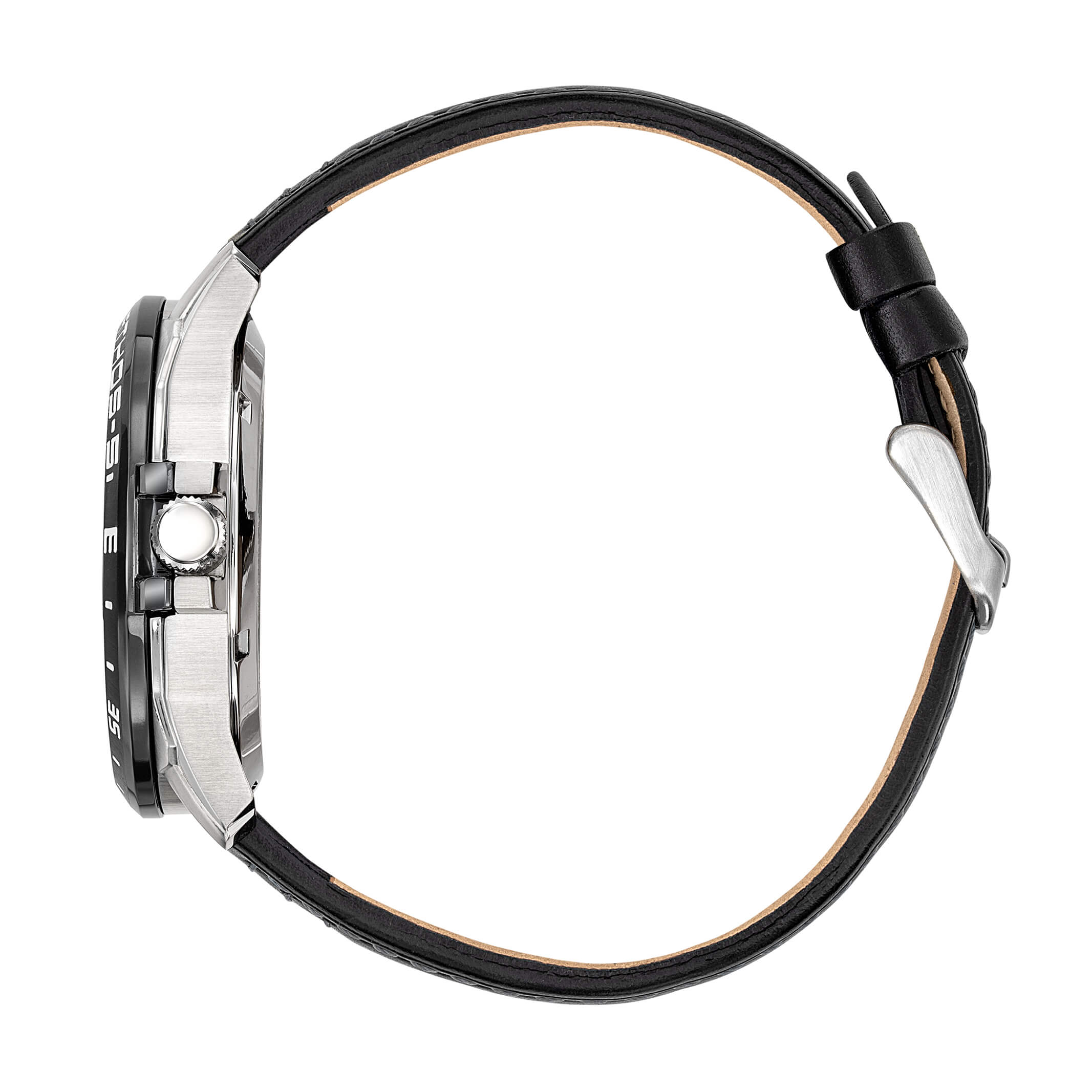 Profil Montre Aviateur Patrouille de France Automatique Cadran et Cuir Noir Athos5 A5-100PR-668116