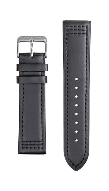 Bracelet Cuir Noir Surpiqué Noir 22mm