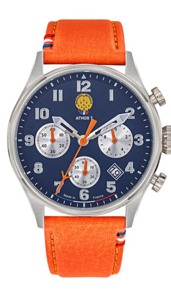 Montre Chronographe Cadran Bleu Cuir Orange A7-100EG-668137