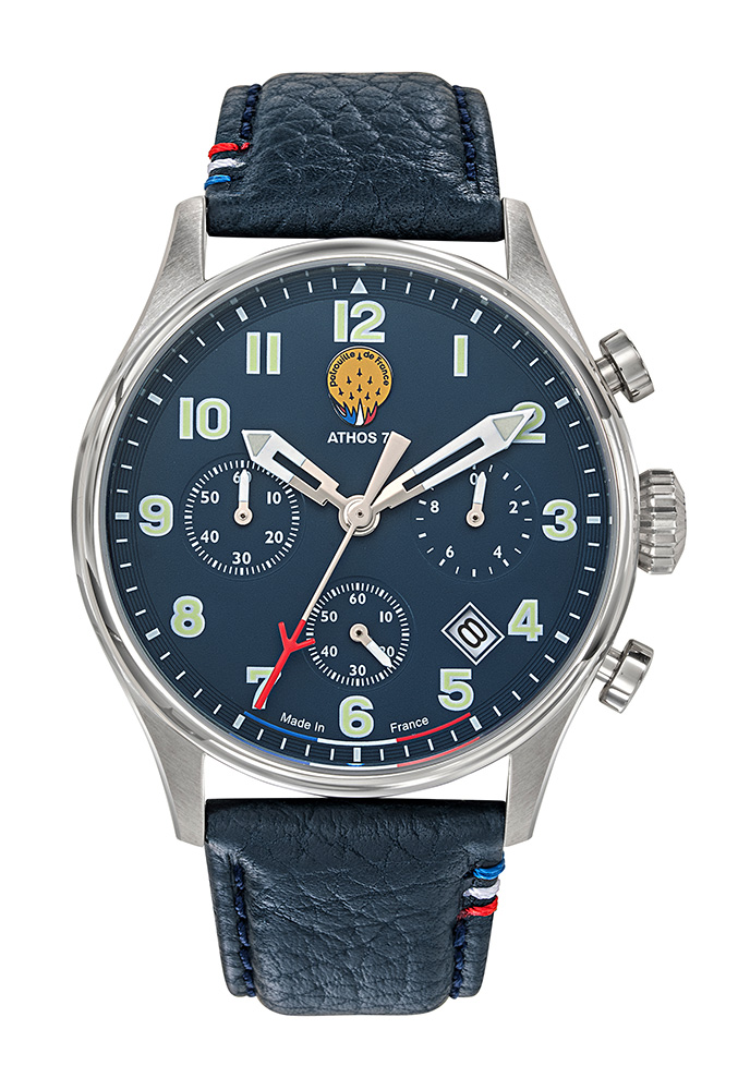 Face – Montre Aviateur Patrouille de France Chronographe Cadran et Cuir Bleu 668136_PAF