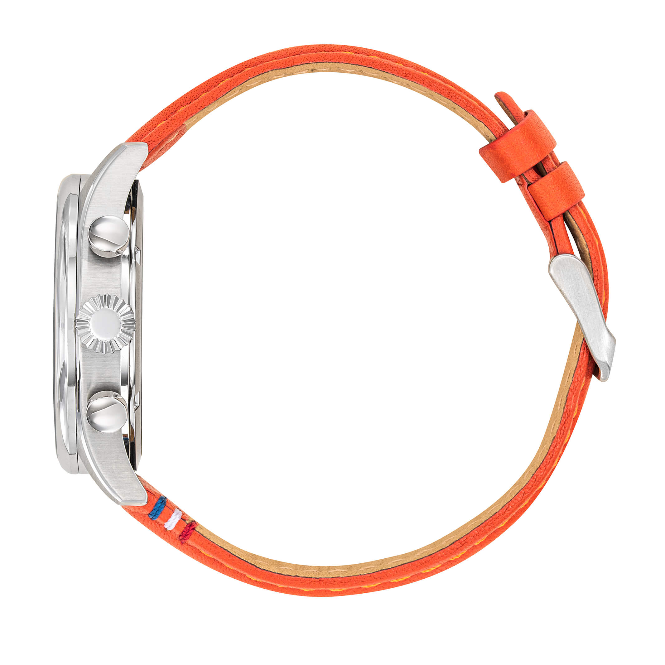 Profil-Montre-Aviateur-Patrouille-de-France-Chronographe-Cadran-bleu-Cuir-Orange-668137