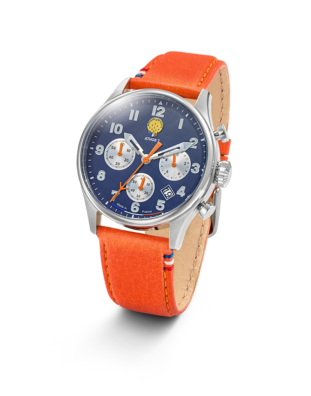 Profil – Montre Aviateur Patrouille de France Chronographe Cadran bleu Cuir Orange 668137