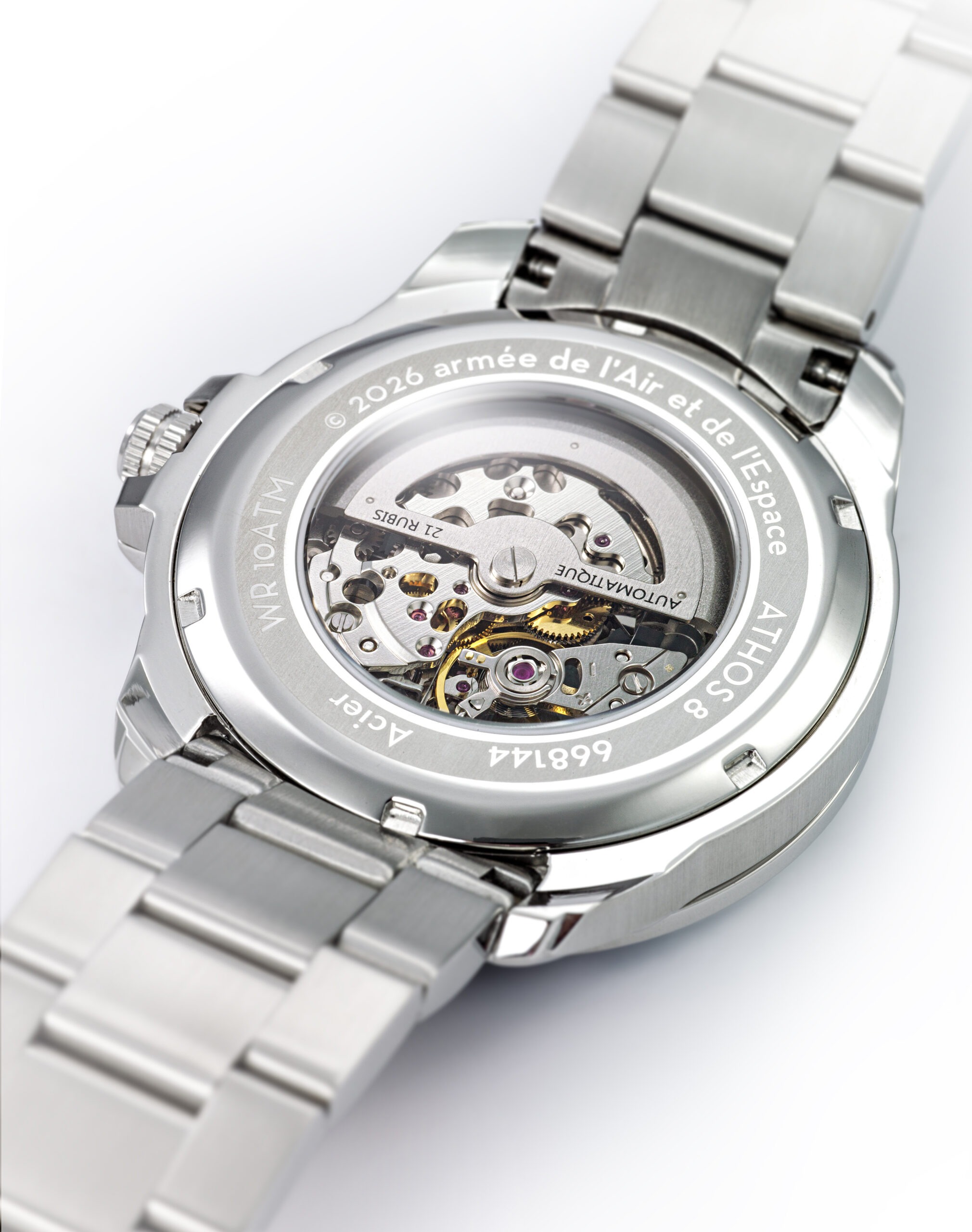 Montre Automatique Patrouille de France Acier Cadran Bleu Clair 668144 verso