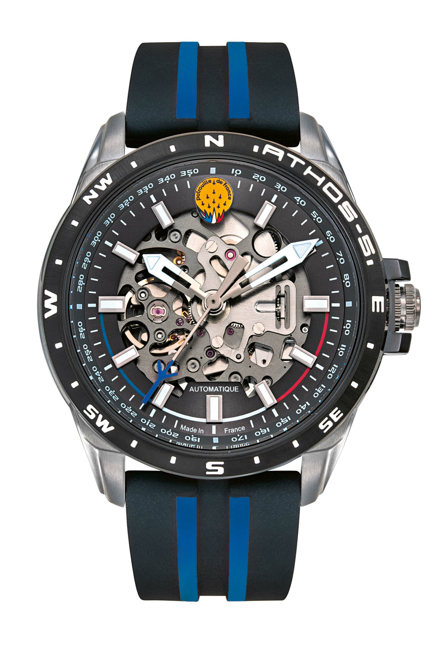 Montre Pilote Patrouille de France Silicone noir bleu 668119.