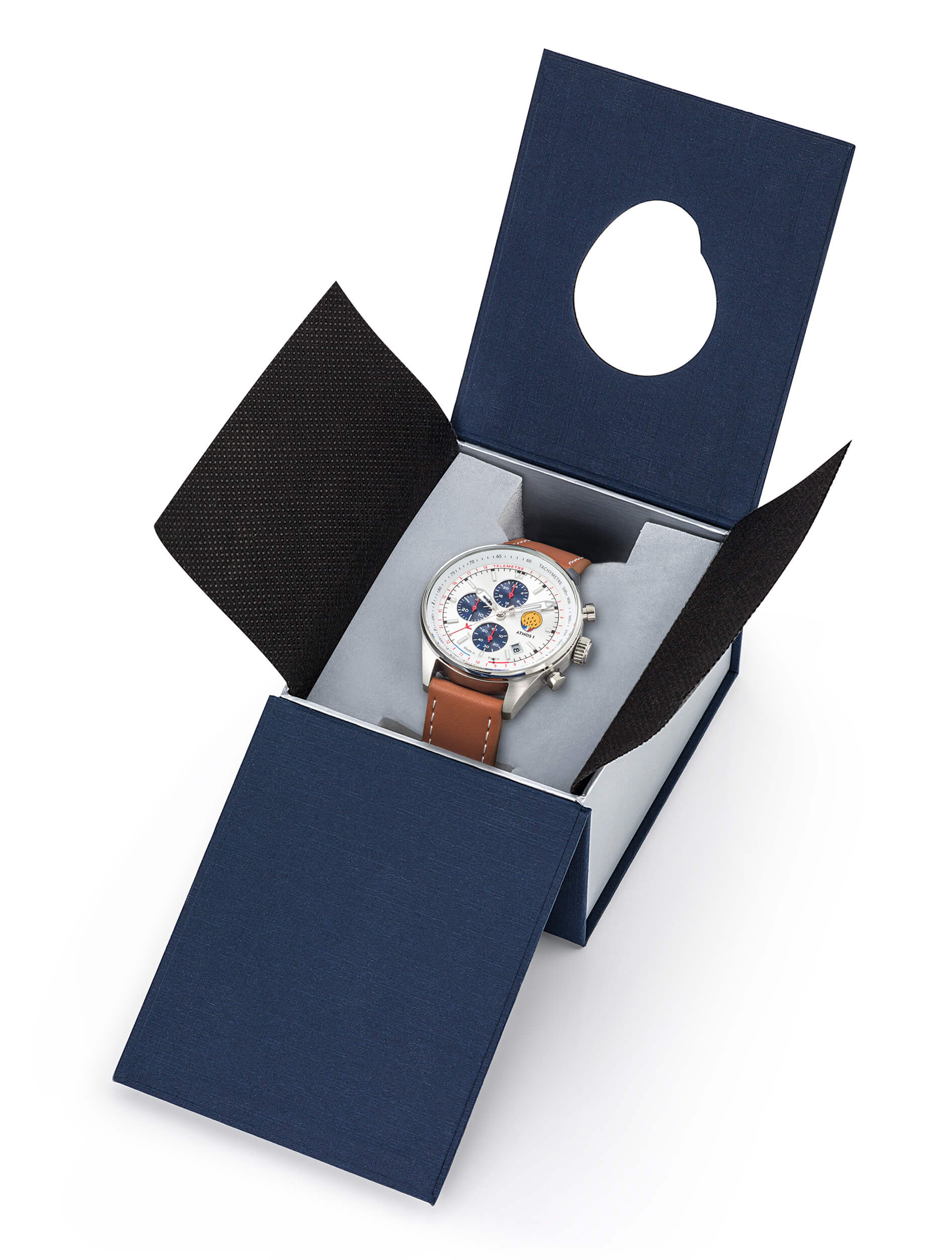 montre-chronographe-athos-1-gris-cuir-marron-668146 – Coffret